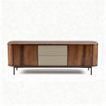 Wooden sideboard with ribbed design and two drawers 150 x 45 x 60cm