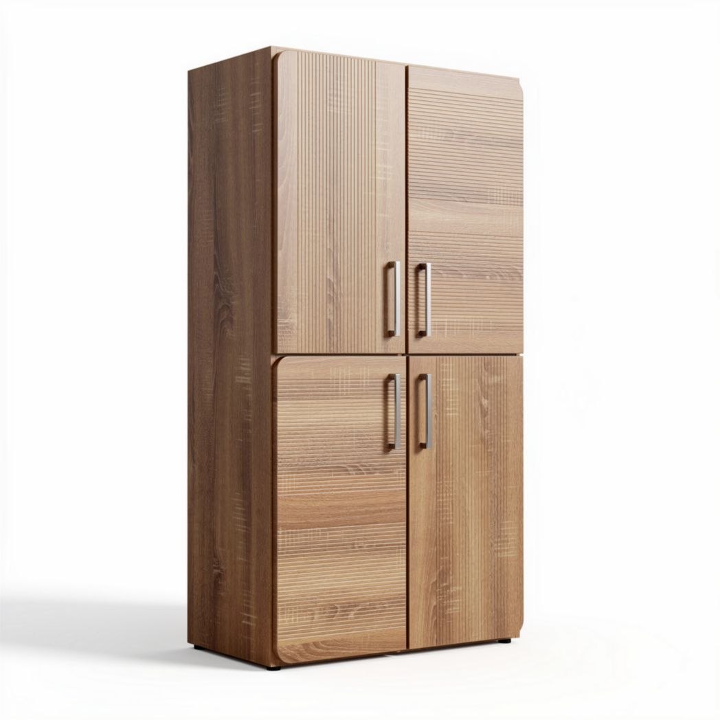 Wooden refrigerator with four doors and textured finish 180 x 80 x 60cm