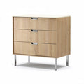 Wooden storage cabinet with three drawers and metal legs 80 x 40 x 70cm