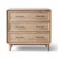 Wooden three-drawer nightstand with metal handles in natural finish 50 x 40 x 60cm