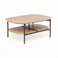 Wooden coffee table with metal legs and lower storage shelf 120 x 75 x 45cm