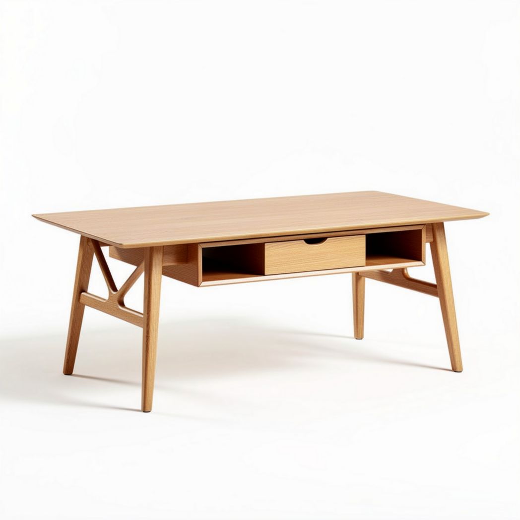 Wooden coffee table with drawer and modern design 150 x 75 x 40cm