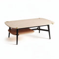 Modern coffee table with natural wood finish and black metal legs 120 x 60 x 45cm