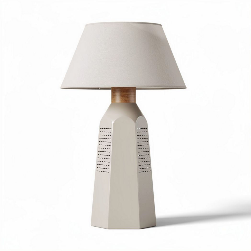 Table lamp with fabric shade and ceramic base in beige 30 x 30 x 60cm