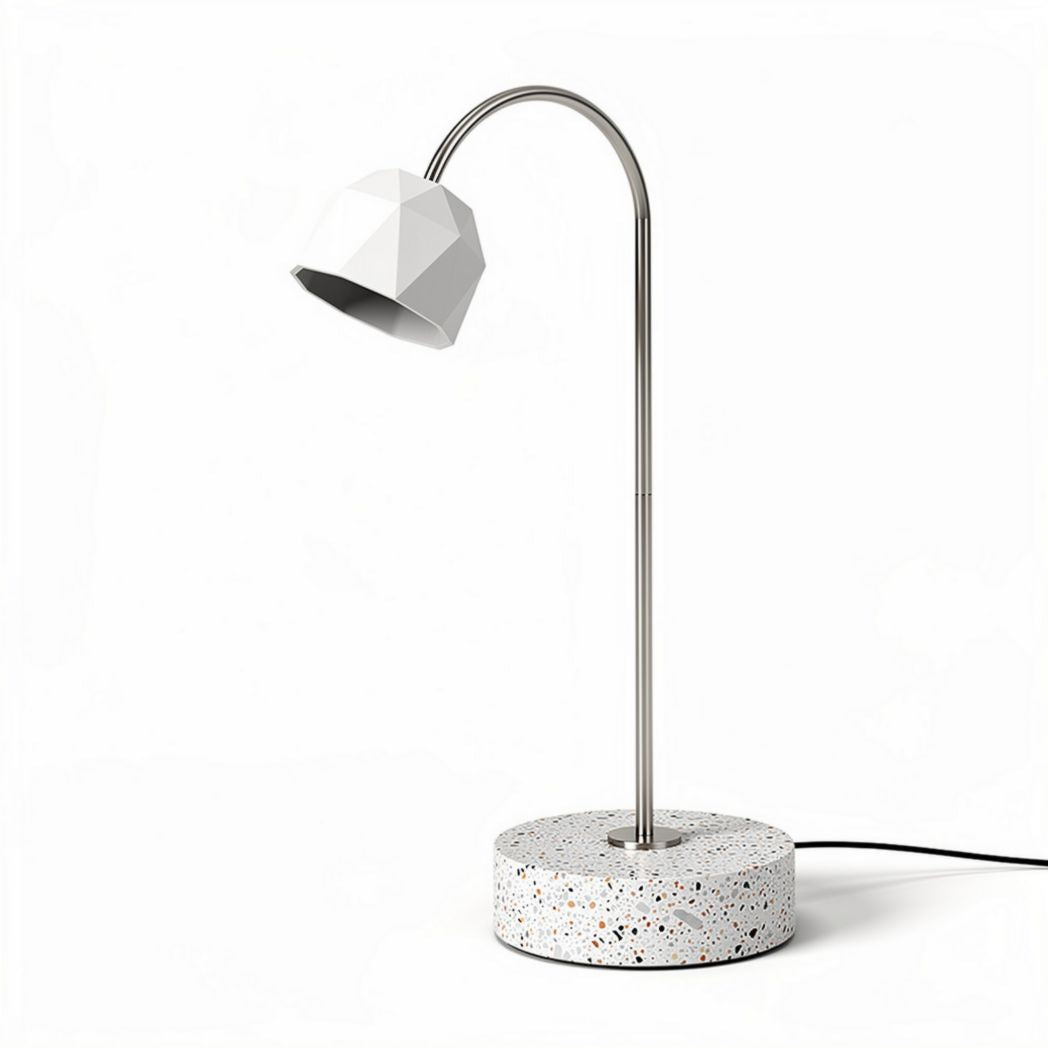 Geometric white desk lamp with concrete base and adjustable arm 20 x 20 x 50cm