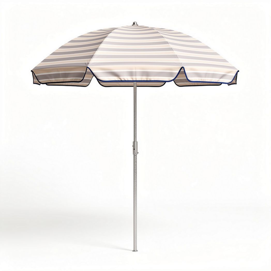 Striped patio umbrella with adjustable height and aluminum frame 200cm